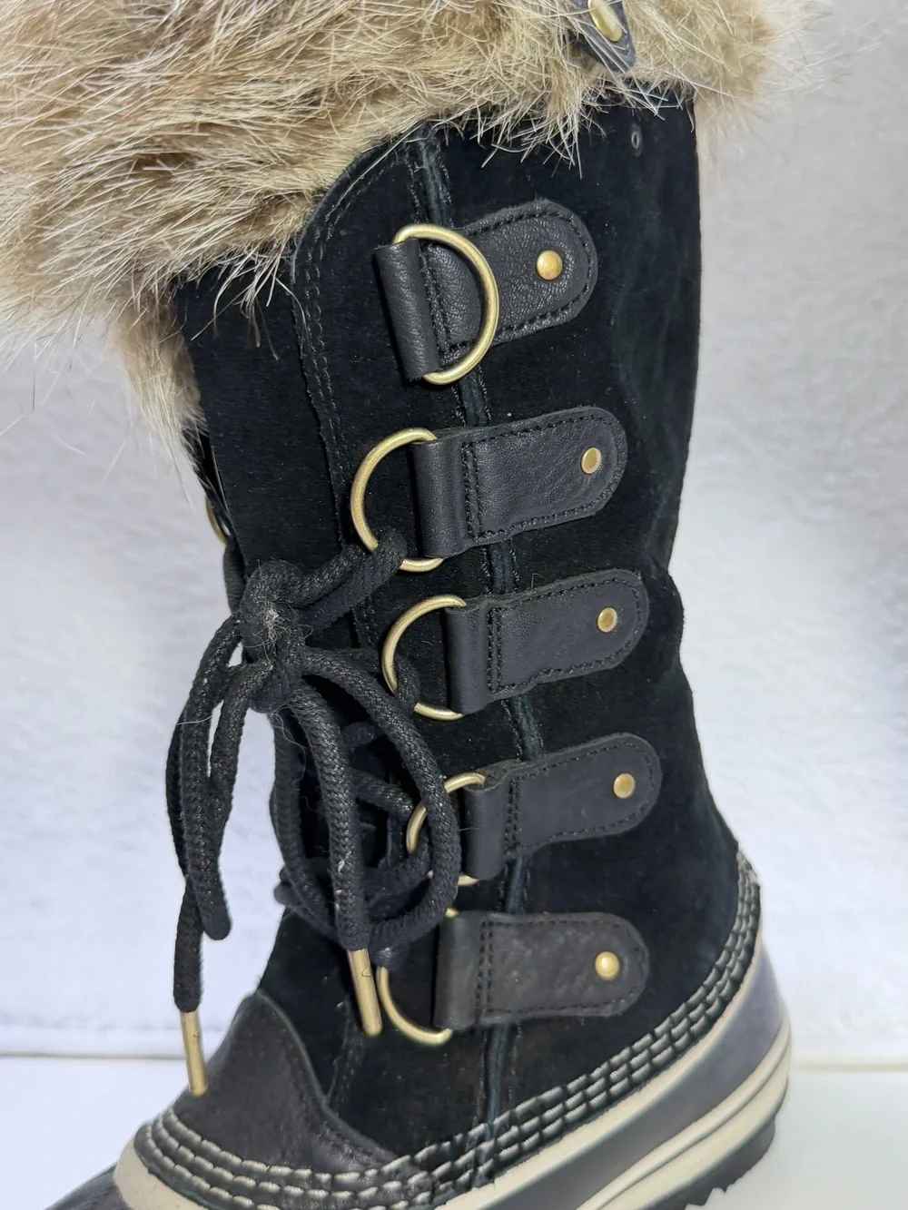 Sorel Joan of Arctic Waterproof Suede Snow Boots Black Womens Size 10 Winter
